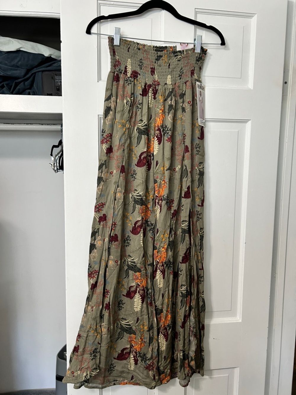 Rewash Olive Floral Wide Leg Pants